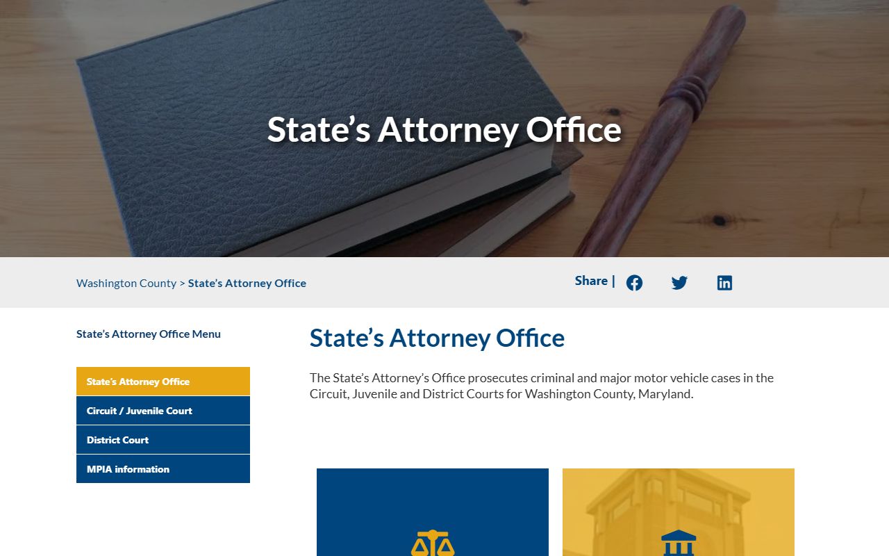 Washington County arrest records and court charges State's Attorney office