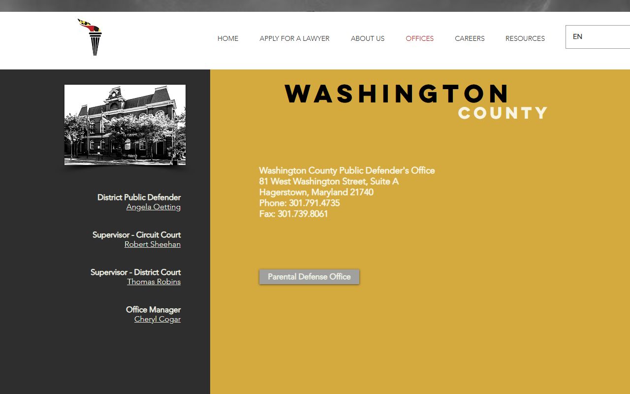 Washington County arrest records Public Defender office information