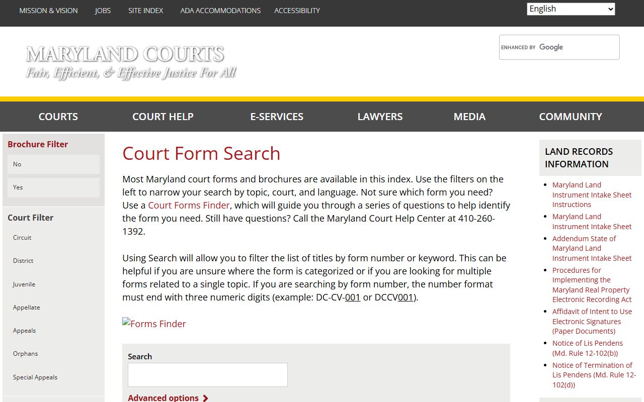Washington County court records Maryland Judiciary court forms library