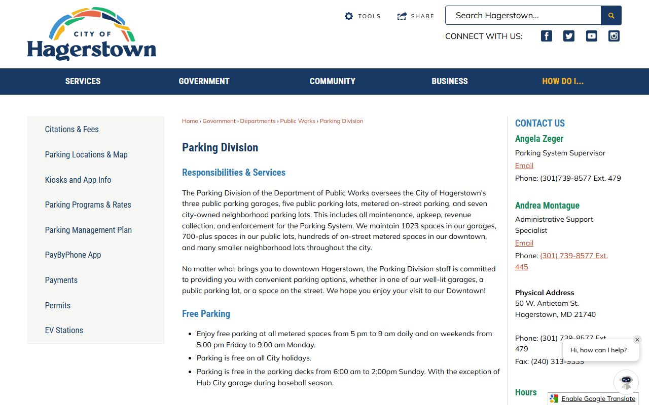 Washington County Circuit Court records Hagerstown parking division