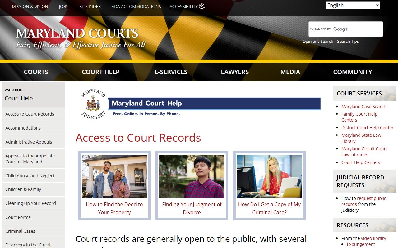 Washington County court records help from Maryland Judiciary