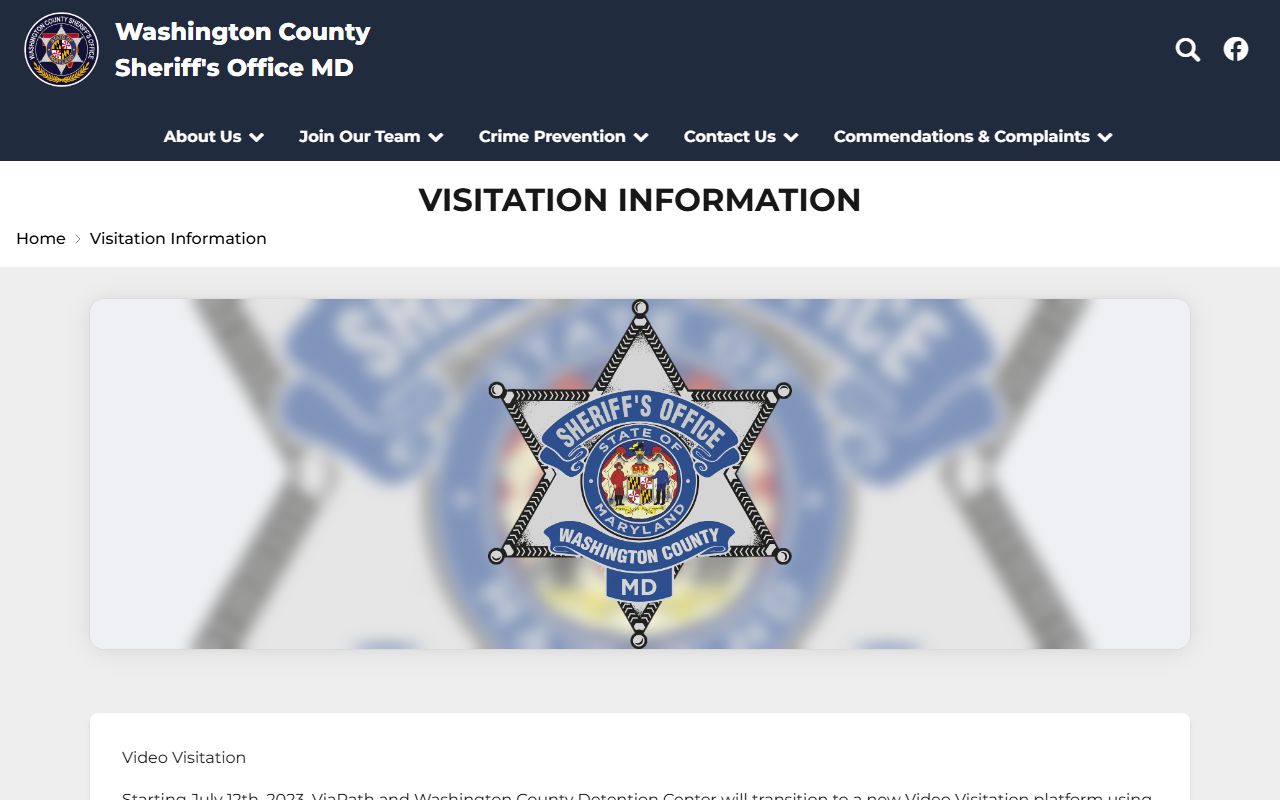 Washington County Detention Center visitation information