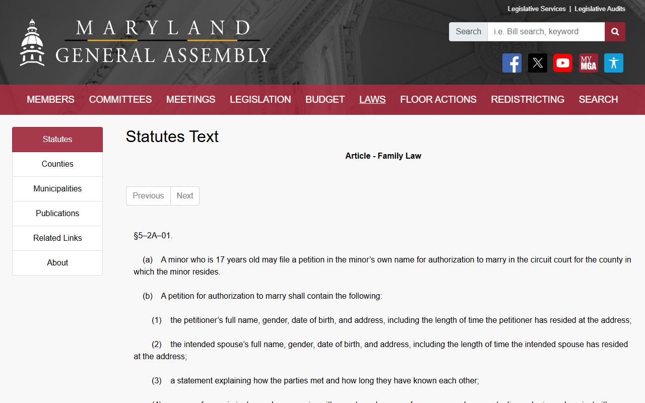 Washington County marriage records minor marriage authorization law