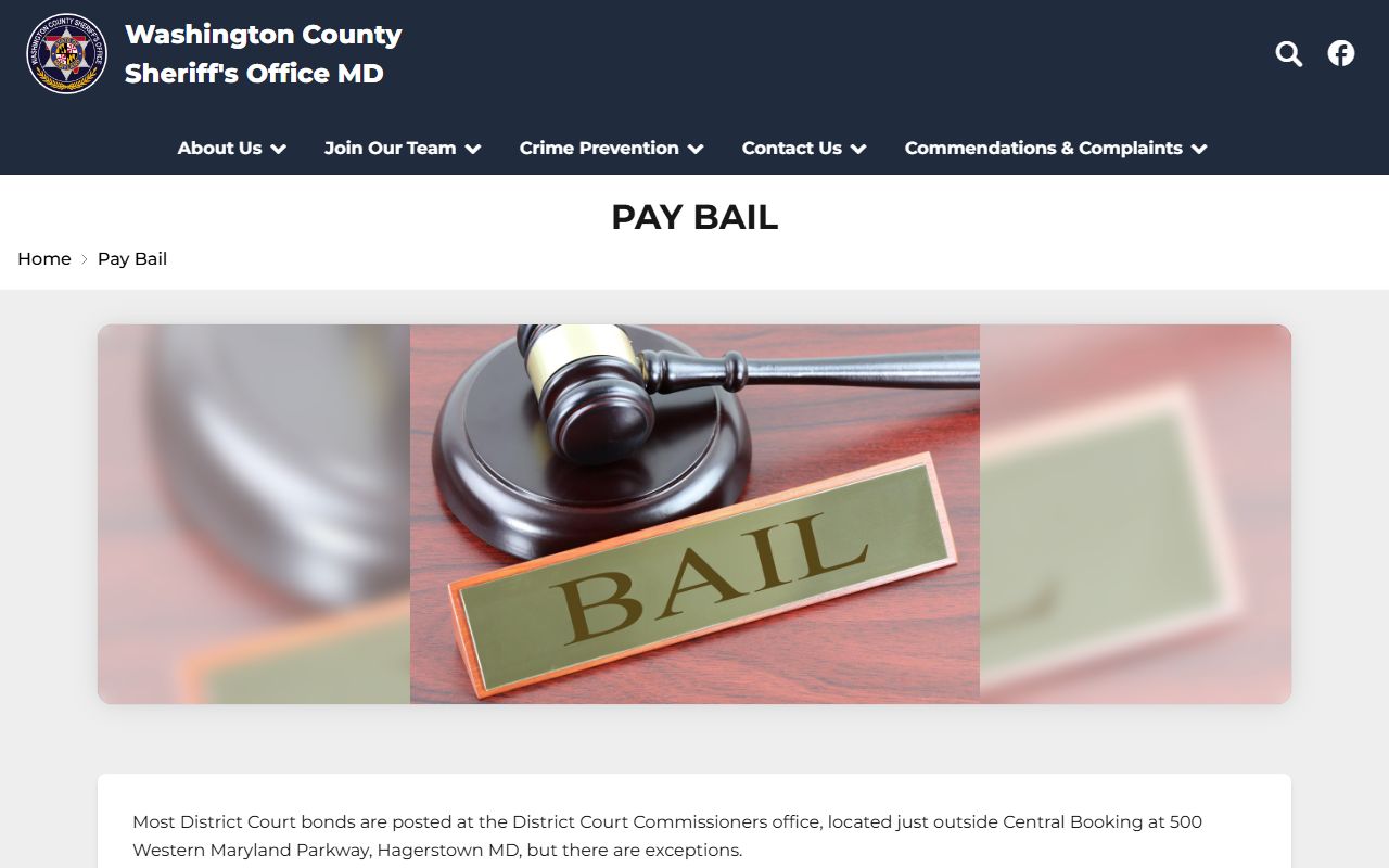 Washington County warrant records Sheriff bail posting instructions