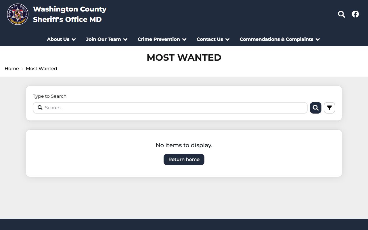 Washington County warrant records Sheriff Most Wanted feed checked during research